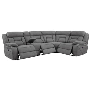 Higgins - Upholstered Power Reclining Sectional Sofa - Gray