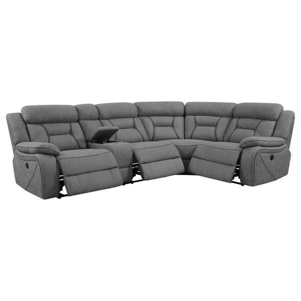 Higgins - Upholstered Power Reclining Sectional Sofa - Gray