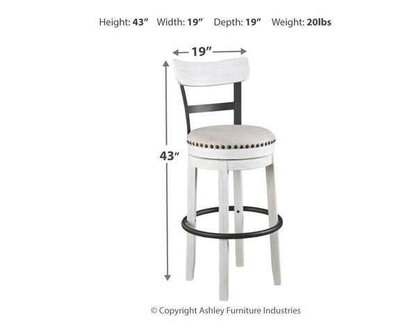 Valebeck - White - Tall UPH Swivel Barstool