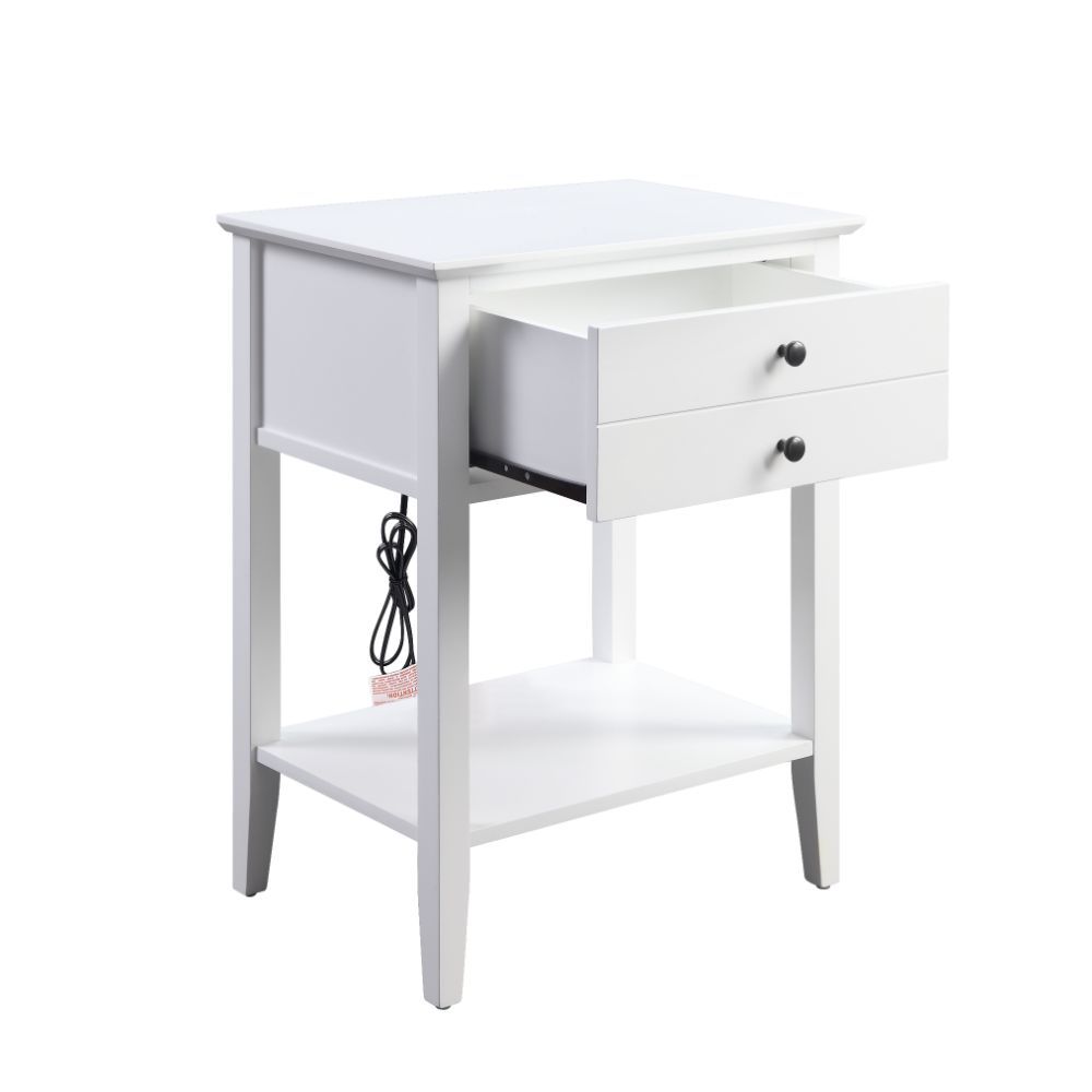 Transitional designed equipped with modern amenities, this Grardor side table will serve as a perfect place for your morning mug of coffee. Crafted from manufactured wood, this piece is available in gray or white finish. While one top drawer makes room fo