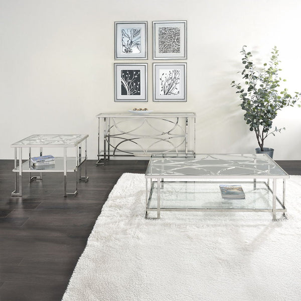 Kalan - Coffee Table - Glass & Silver