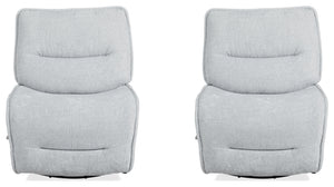 The Leo manual swivel glider recliner is a stylish, durable chair crafted with high-performance materials. Featuring padded backs and sides and a manual recline pull, this chair offers a modern look and a perfect blend of relaxation and versatility with i