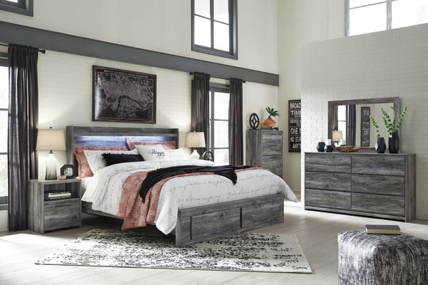 Baystorm - Gray - King Panel Bed with 2 Storage Drawers