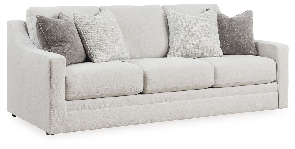 Clean lines and a streamlined silhouette define the architectural attitude of this sofa. Textured accent pillows in complementary colors add subtle contrast, while plush reversible cushions beckon your body to sit down, get comfy and relax completely.<br>