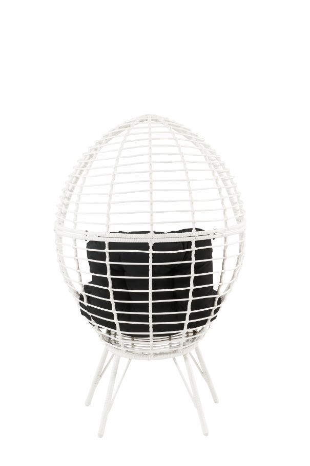 Extremely charming, comfortable, the teardrop patio chair provides an ideal place for relaxing your mind and body. The chair frame is made of white wicker that exudes a light and airy feel, with metal hairpin legs for a modern flair. The elegant teardrop-