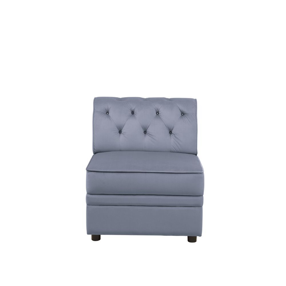 With the unlimited possible options, Bois II collection features a soft upholstery velvet, tight back & seat cushion. Also this storage ottoman can be used as a footrest, coffee table or extra seating in a pinch. This collection is completely modular so y