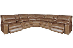 Destined to be everyone-'s favorite hangout, this six-piece sectional combination is the ultimate spot for rest and relaxation. You can-'t surpass the comfort of its two power recliners at each end that feature power headrests. Between those, there-'s a m