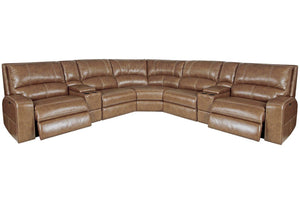 Swift - 7 Piece Modular Power Reclining Sectional With Power Adjustable Headrests - Bourbon