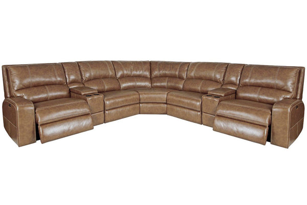 Swift - 7 Piece Modular Power Reclining Sectional With Power Adjustable Headrests - Bourbon