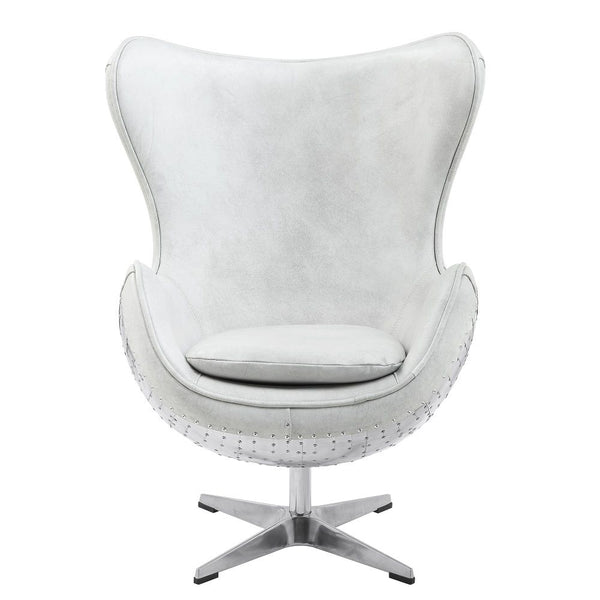 Brancaster - Accent Chair With Swivel - Vintage White & Aluminum