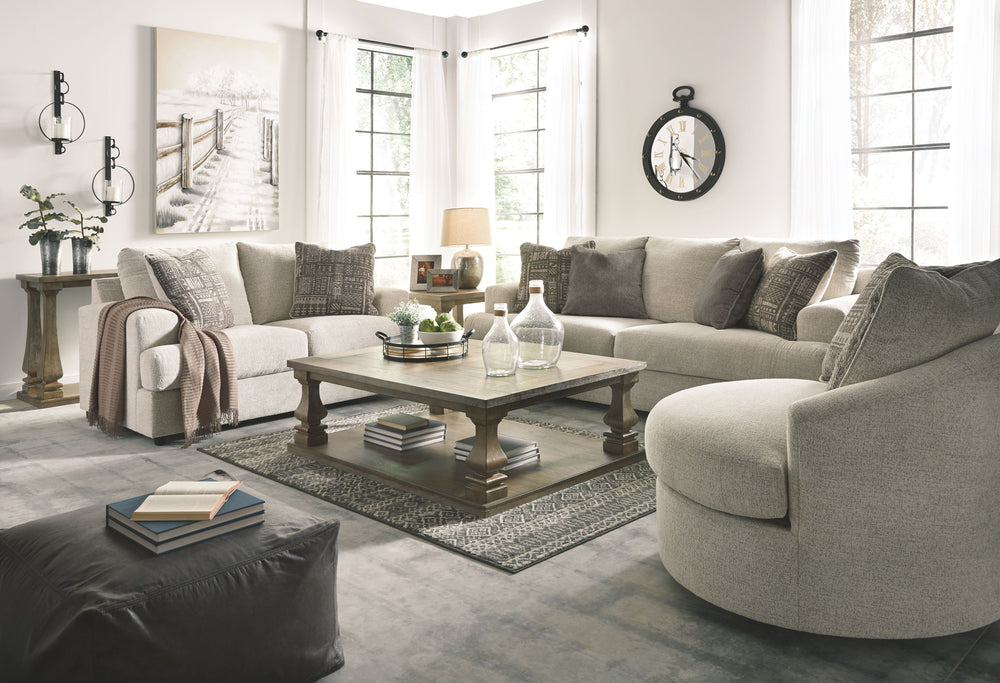 Flaunting a trendsetting silhouette, this set puts the contemporary in your contemporary home. Chunky chenille fabric satisfies your need for a piece that feels as good as it looks. Accented with soft jacquard chenille throw pillows for a splash of geomet