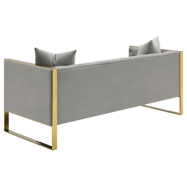 Eastbrook - 2 Piece Velvet Upholstered Tufted Sofa Set - Gray