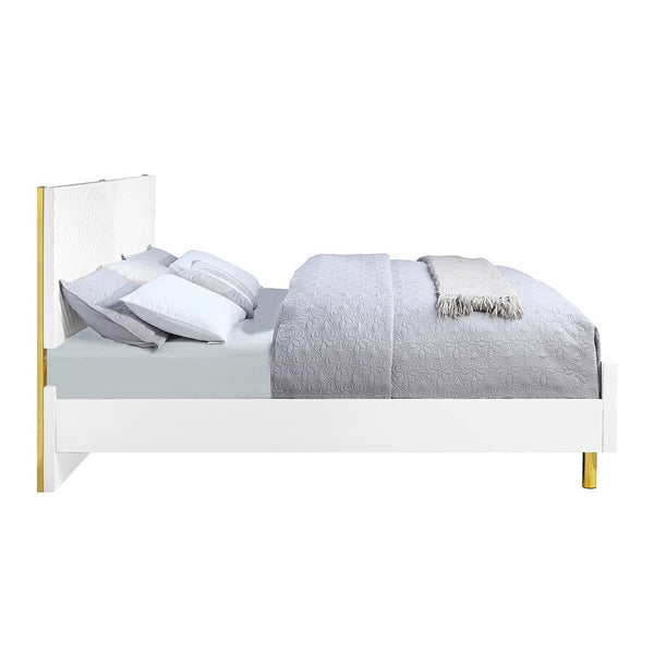 Gaines - Queen Bed - White High Gloss Finish