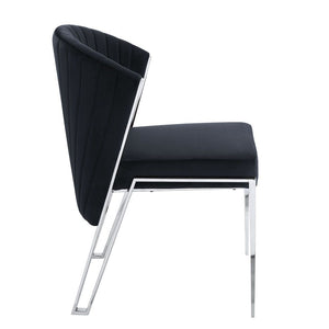 Fallon - Side Chair (Set of 2) - Black Velvet & Mirrored Silver