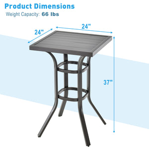 24" tabletop accommodates multiple items<br>Aluminum tabletop is sturdy and easy to maintain<br>Metal supporting frame resists to rust with plastic-sprayed surface<br>Adjustable footpads for higher stability<br>Modern and elegant appearance for wide appli