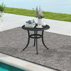 Premium rustproof cast aluminum construction<br>Lightweight and easy to carry<br>Reinforced retaining ring for added stability<br>Adjustable footpads make the table stand stably<br>Eye-catching retro design with elegant patterns<br>Antique brown finish fo
