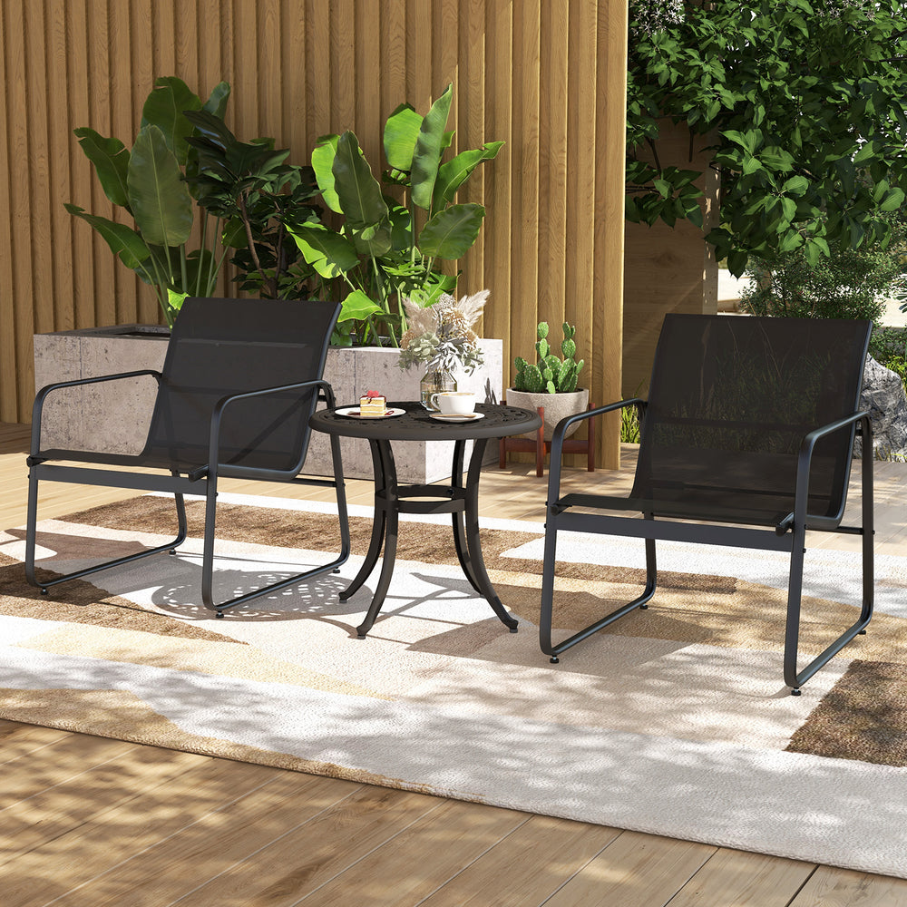 Premium rustproof cast aluminum construction<br>Lightweight and easy to carry<br>Reinforced retaining ring for added stability<br>Adjustable footpads make the table stand stably<br>Eye-catching retro design with elegant patterns<br>Antique brown finish fo