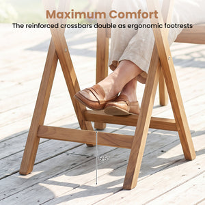 Natural teak elegance for warm tone and high stability<br>The tabletop maintains a smooth touch with splinter-free surface<br>A compact 24" diameter offers space-saving utility for small space<br>A stable X-brace frame is engineered for maximum rigidity t