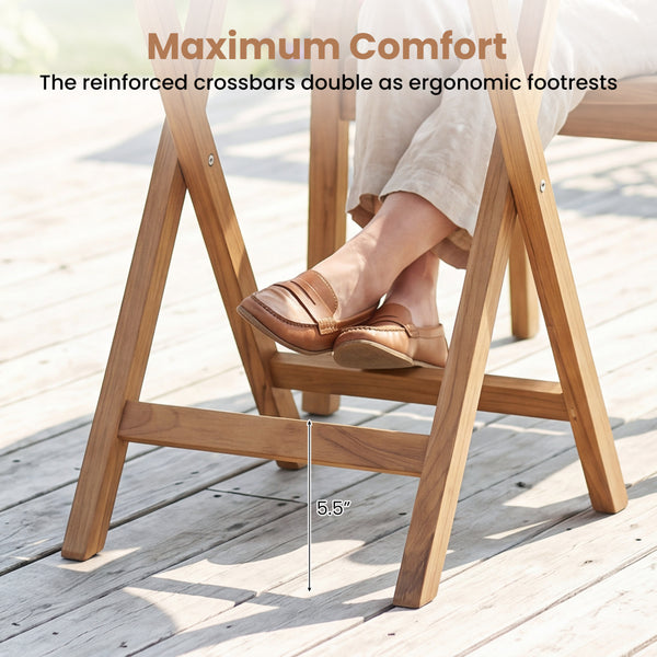 Natural teak elegance for warm tone and high stability<br>The tabletop maintains a smooth touch with splinter-free surface<br>A compact 24" diameter offers space-saving utility for small space<br>A stable X-brace frame is engineered for maximum rigidity t