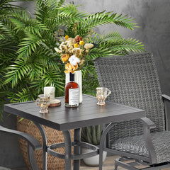24" tabletop accommodates multiple items<br>Aluminum tabletop is sturdy and easy to maintain<br>Metal supporting frame resists to rust with plastic-sprayed surface<br>Adjustable footpads for higher stability<br>Modern and elegant appearance for wide appli