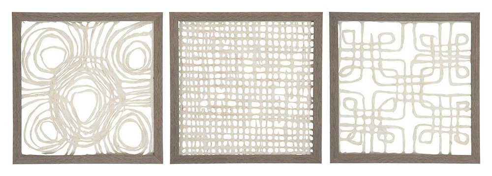 Good on paper has never looked better. Uniquely chic trio of framed art uses highly intricate paper cutouts as its medium. Exuding an organic, free form sensibility, each piece of modern abstract art is perfectly imperfect, as nature intended.<br/><br/><b