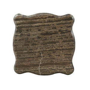  Square Leg End Table â€¢ No Storage (Open Base) â€¢ Scalloped Marble Top â€¢ Wooden Scalloped Apron with Carved Floral Motifs â€¢ Wooden Queen Anne Legs<br/><br/><b>Product Features</b><ul><li>Occasional Table</li><li>No Storage (Open Base)</li><li>Sc