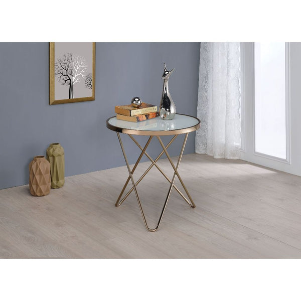 Valora - End Table - Champagne & Frosted Glass