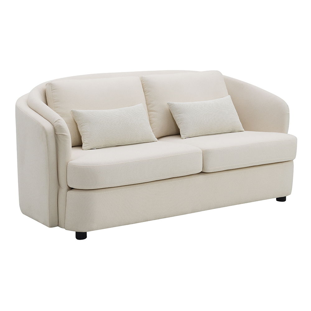 Sink into the embrace of this Mariko sofa with Beige Linen , where elegance meets comfort. Paired with plush pillows, it offers a serene sanctuary for relaxation. Its timeless design enhances any living space, making it a perfect centerpiece for gathering
