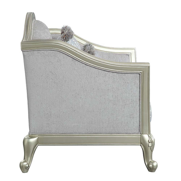  while cabriole legs the champagne wooden trim that adds visual impact. 