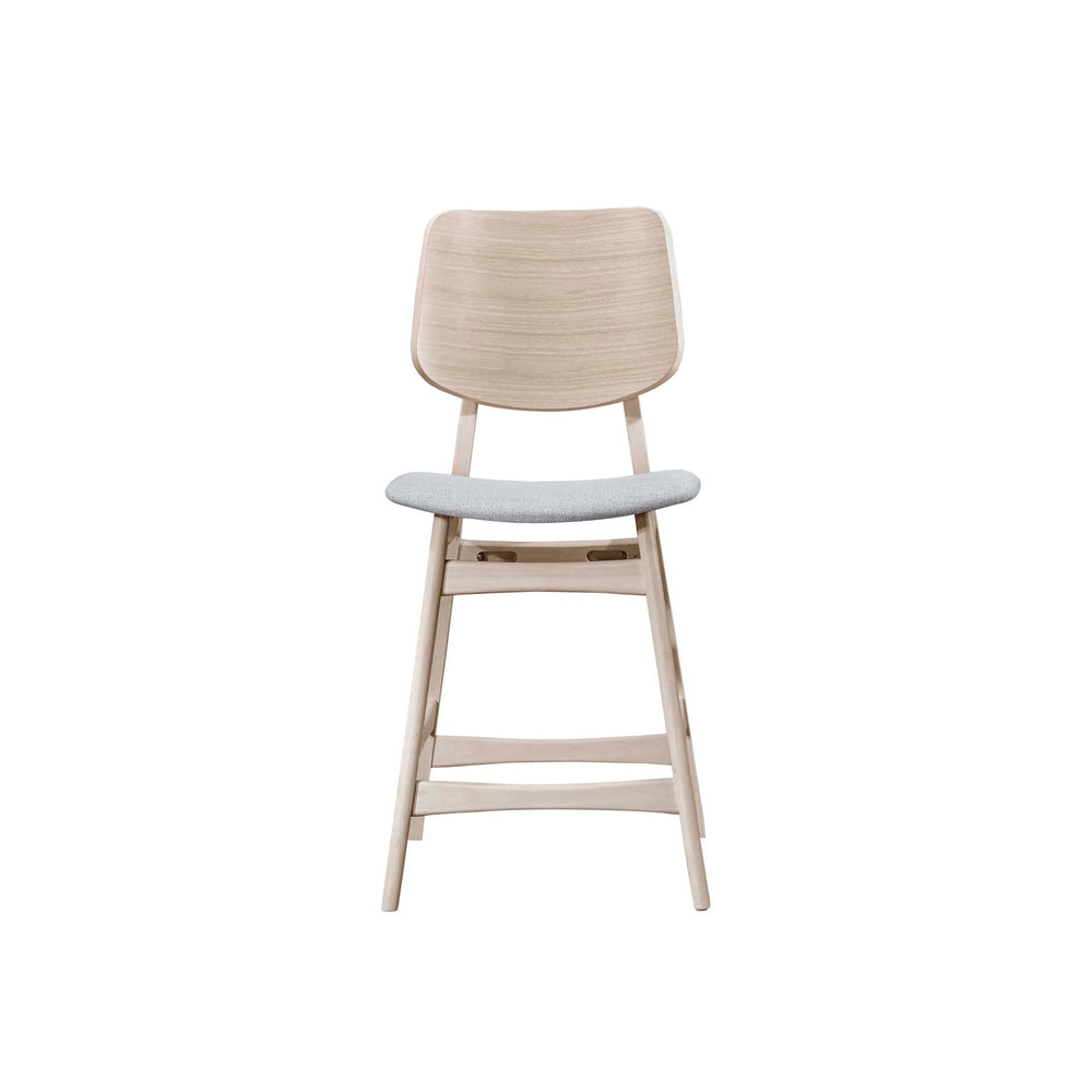 The Oscar Mid-Century Modern Counter Height Dining Chairs (Set of Two) offer a perfect blend of style and practicality for your dining space. Crafted from solid Rubberwood and Ash Veneers, these counter height chairs are built to last, with reinforcing ba