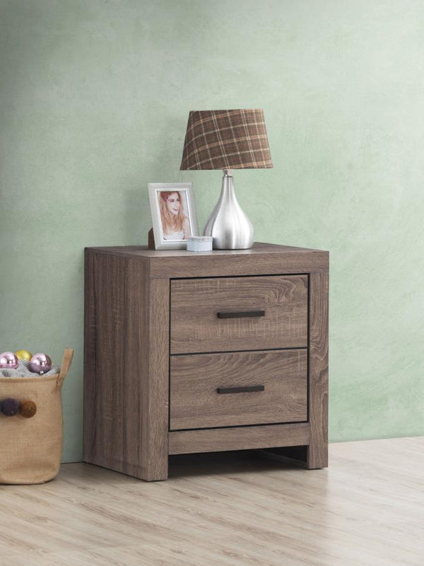  while two spacious drawers provide room for nighttime essentials. Dark bronze handles contrast beautifully against 