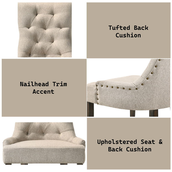 Farren - Side Chair (Set of 2) - Beige Fabric & Espresso Finish