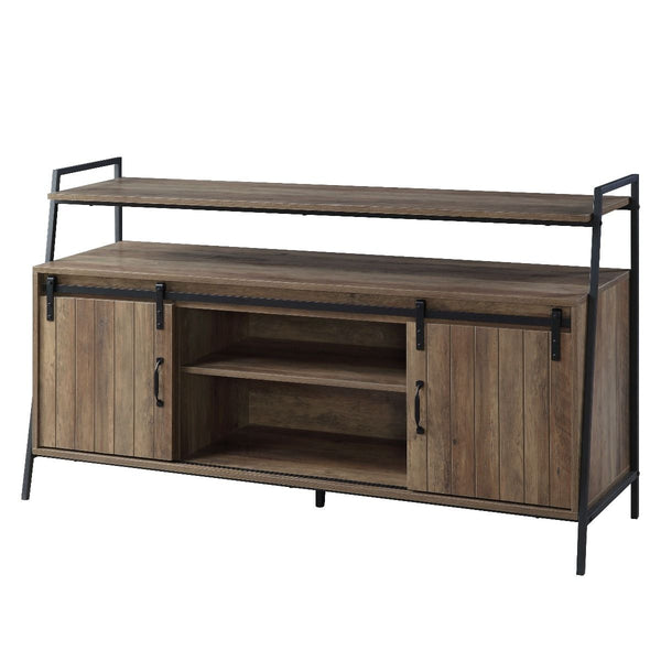 Metal Frame, Storage: Sliding Barn Door, Max TV Size Recommanded: 58-"<br/><br/><b>Product Features</b><ul><li>Metal Frameâ€§ Storage: Sliding Barn Doorâ€§Max TV Size Recommanded: 58-"</li><li>Case: 1Pc/1Ctn</li><li>Finish: Rustic Oak & Black Finish</li><