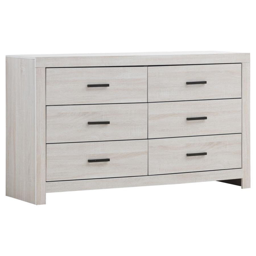 This six-drawer dresser offers a perfect balance of style and storage. Its clean-lined frame complements modern and contemporary spaces, while six spacious drawers provide ample room for clothing and accessories. Crafted from engineered wood with a durabl