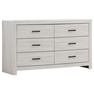This six-drawer dresser offers a perfect balance of style and storage. Its clean-lined frame complements modern and contemporary spaces, while six spacious drawers provide ample room for clothing and accessories. Crafted from engineered wood with a durabl