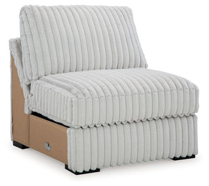 This armless chair is made with polyester upholstery. Pairs with other items in the series to make a sectional.<br><br><b>Additional Dimensions</b><br><ul><li>Seat depth: 26-"</li><li>Seat height: 24-"</li><li>Top of cushion to top of back: 16-"</li><li>L