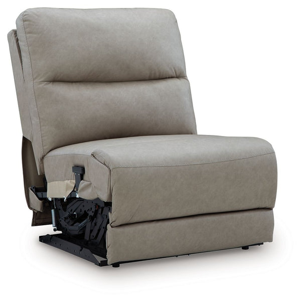 This power armless recliner is made with faux leather upholstery. It pairs with other items in the series to make a modular sectional.<br/><br/><b>Product Features</b><ul><li>Compatible with other 99201 items, sold separately</li></ul><br/>