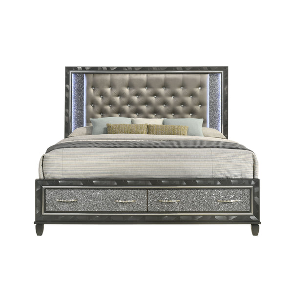Radiance - 6/6 Eastern King Bed With Storage Only - Black Pearl