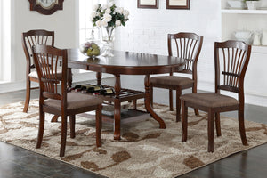 The Bixby 5 Piece Wood Dining Room Set is designed for those who appreciate a blend of classic style and practical functionality. Crafted from solid Rubberwood and real wood veneers, this set promises long-lasting durability while showcasing the natural b
