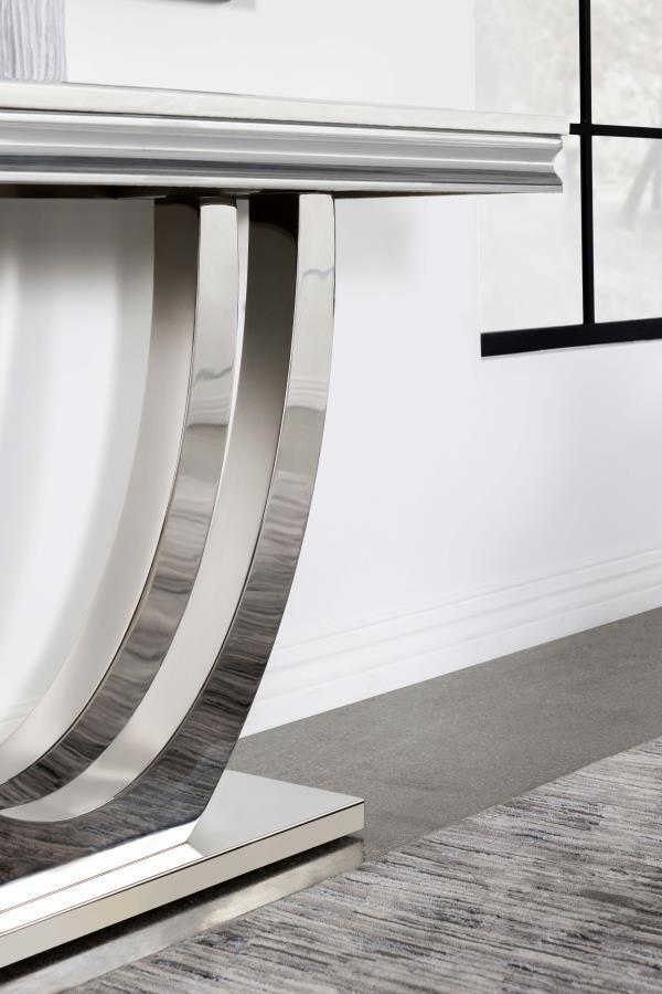 Kerwin - U - Base Stone Top Entryway Sofa Console Table - Chrome
