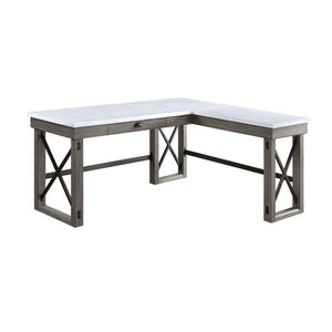 Corner Writing Desk Orientation: -"L-" Shape Left Top Storage: 1 DrawerSlatted BaseMarble TopFull Extension Drawer GlideSide Metal Drawer GlideFelt Lined Drawer<br/><br/><b>Product Features</b><ul><li>Corner Writing Desk</li><li>Orientation: -"L-" Shape</