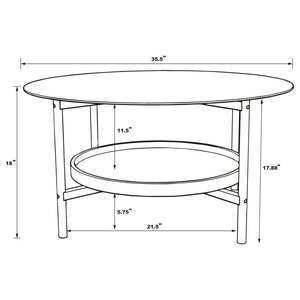 Delfin - Round Glass Top Coffee Table - Black And Brown