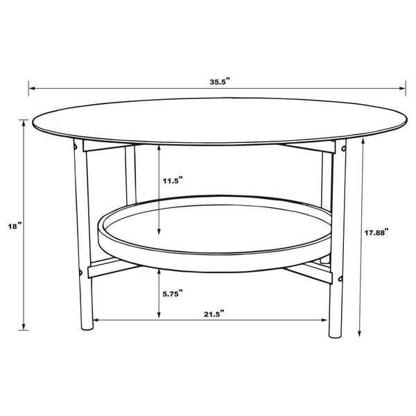 Delfin - Round Glass Top Coffee Table - Black And Brown