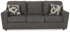Revamp your sleekly styled living room sanctuary with this sofa. Well-suited to contemporary spaces with a calming neutral upholstery in slate gray, it makes a subtle design statement in your space whether youâ€™re hosting guests or enjoying a night in. E