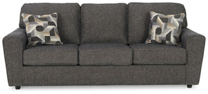 Revamp your sleekly styled living room sanctuary with this sofa. Well-suited to contemporary spaces with a calming neutral upholstery in slate gray, it makes a subtle design statement in your space whether youâ€™re hosting guests or enjoying a night in. E