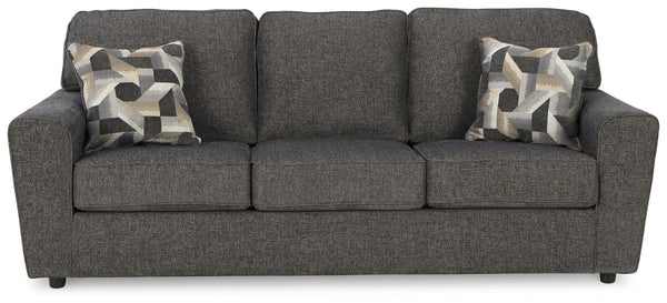 Revamp your sleekly styled living room sanctuary with this sofa. Well-suited to contemporary spaces with a calming neutral upholstery in slate gray, it makes a subtle design statement in your space whether youâ€™re hosting guests or enjoying a night in. E