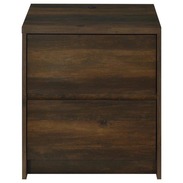 Westpark - 2-Drawer Nightstand LED Lights And USB - Dark Pine