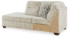 This left-arm facing corner chaise is made with polyester upholstery. Pairs with other items in the series to make a sectional.<br><br><b>Additional Dimensions</b><br><ul><li>Arm height: 27-"</li><li>Seat depth: 72-"</li><li>Seat height: 20-"</li><li>Top 