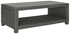 Add a distinguished touch of gray to your outdoor living space with this coffee table. This head-turning table is made with resin wicker over an aluminum frame for a relaxed look that provides seasons of enjoyment. Its aluminum top combines the exceptiona