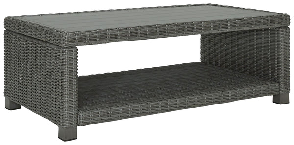 Add a distinguished touch of gray to your outdoor living space with this coffee table. This head-turning table is made with resin wicker over an aluminum frame for a relaxed look that provides seasons of enjoyment. Its aluminum top combines the exceptiona